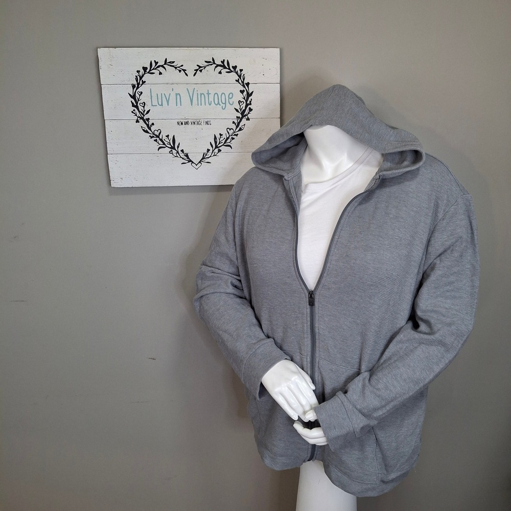 APT 9 Gray Textured Ribbed Full Zip Hoodie Jacket Women's Plus XXL